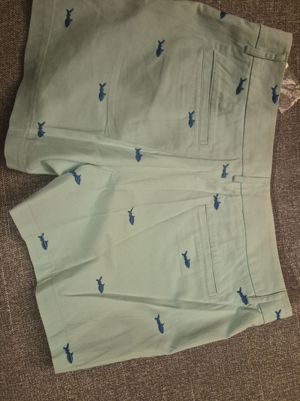 Jones New York Mint Green Shorts with Navy Whale Embroidery